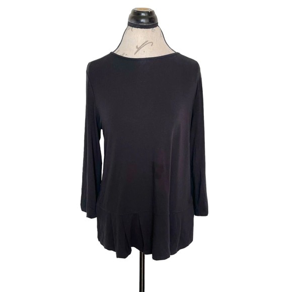 J jill Womens Blouse Size Small Black Tunic Wearever Collection Pleated Stretch - Picture 1 of 12